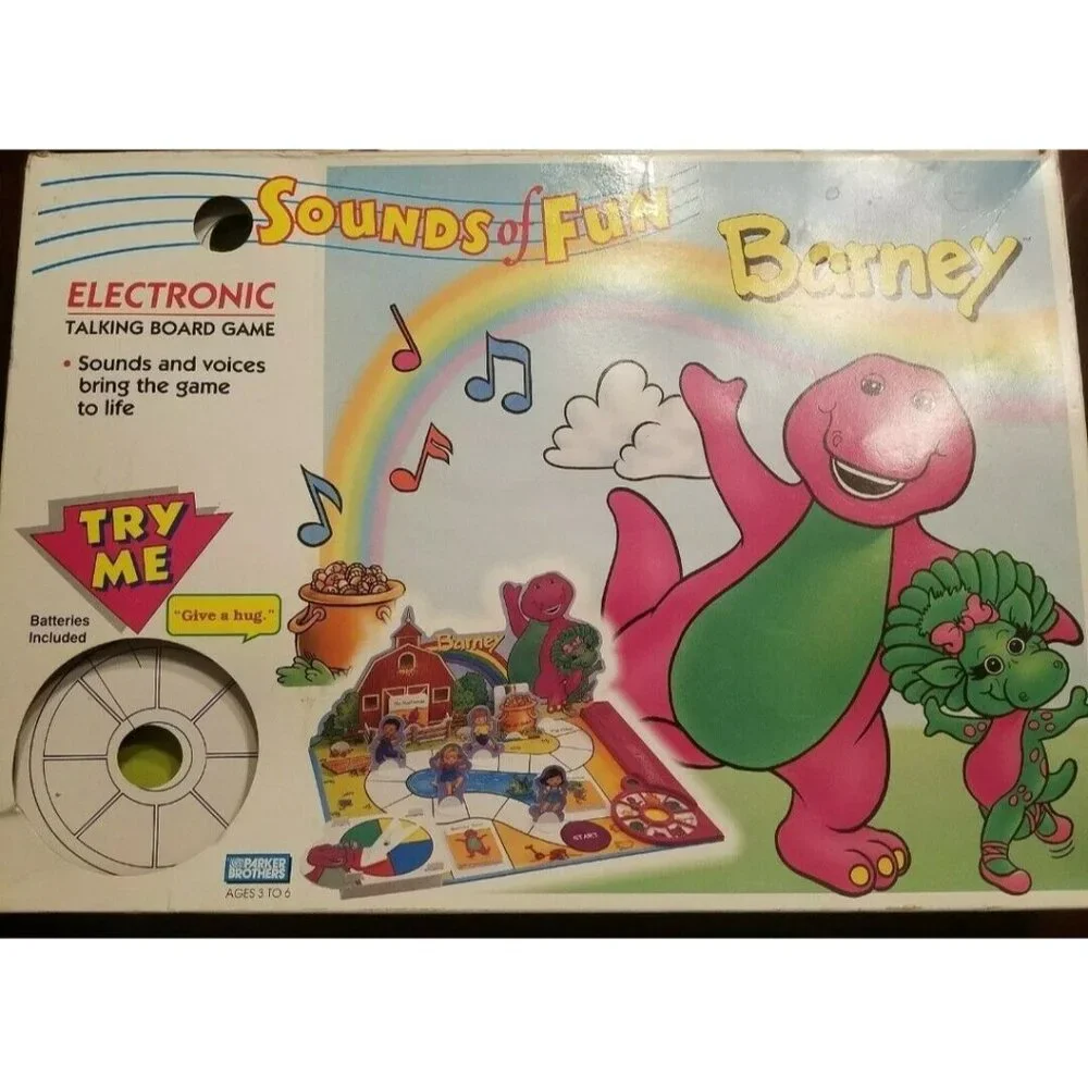 Barney‎ Sounds of Fun Talking Board Game Parker Bros 1993 Complete WORKS